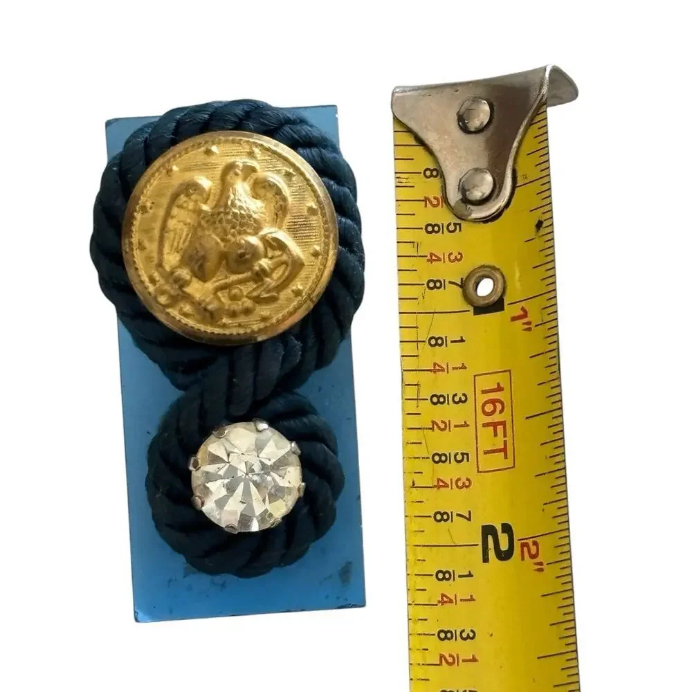 80s Lucite Statement Clip On Earrings Military Knot Lucite Gold Button